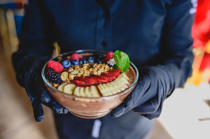 Fresh acai bowl with house-made granola at Pier 69 Market, Bay Ridge Brooklyn
